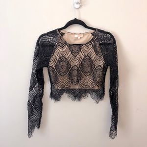 LUXXEL black and nude crop top